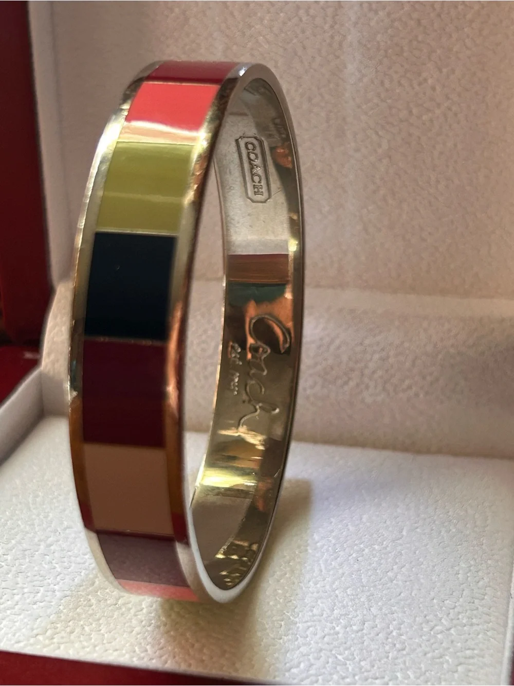 COACH 65th ANNIVERSARY Signature Striped Enamel Bangle Bracelet -EUC- - Picture 4 of 16